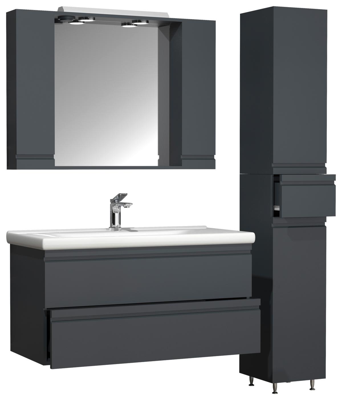 Badezimmer Silora Xl - Anthrazit, MODERN, Glas/Keramik (130cm) - MID.YOU