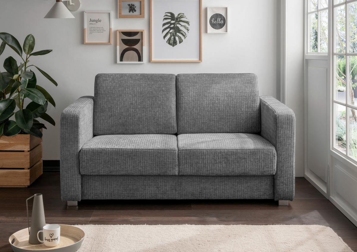 Schlafsofa Mia Mikrofaser Grau, B: 159 cm - Chromfarben/Grau, Basics, Textil (159/88/87cm) - Livetastic