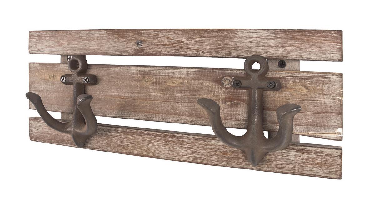 Nástenný vešiak SAILER 2 - hnedá, Romantik / Landhaus, drevo (36/14/7cm) - Mömax