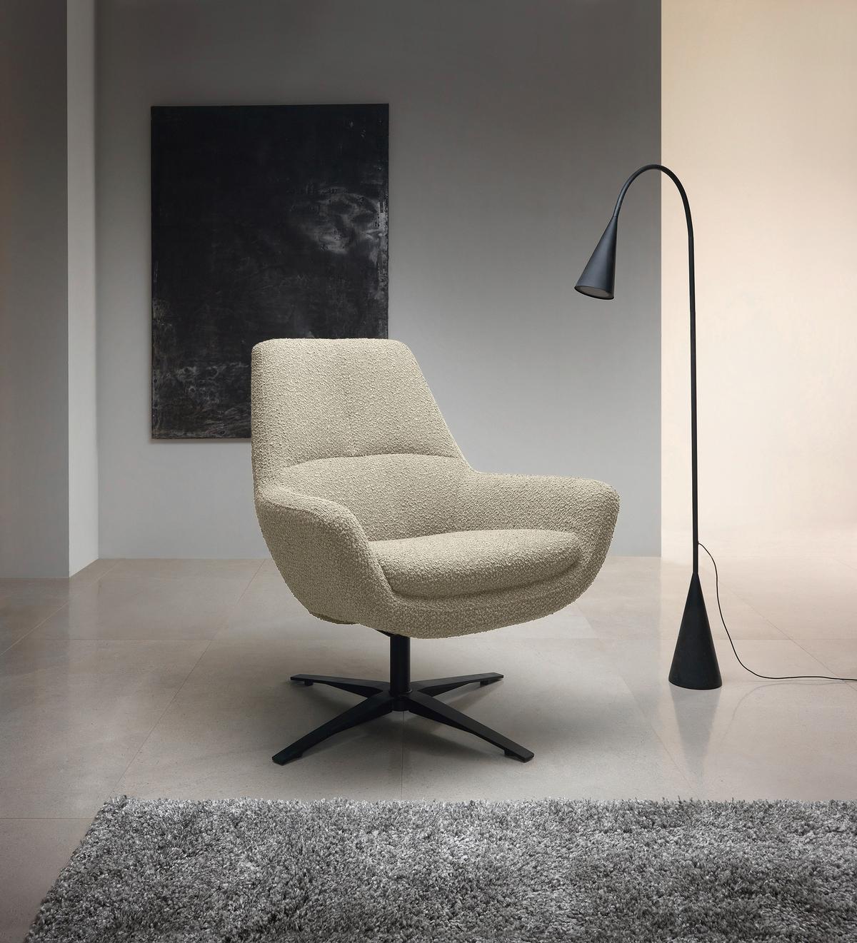 Sessel Be Organic - Beige/Schwarz, MODERN, Textil (81/92/83cm) - Trendmanufaktur