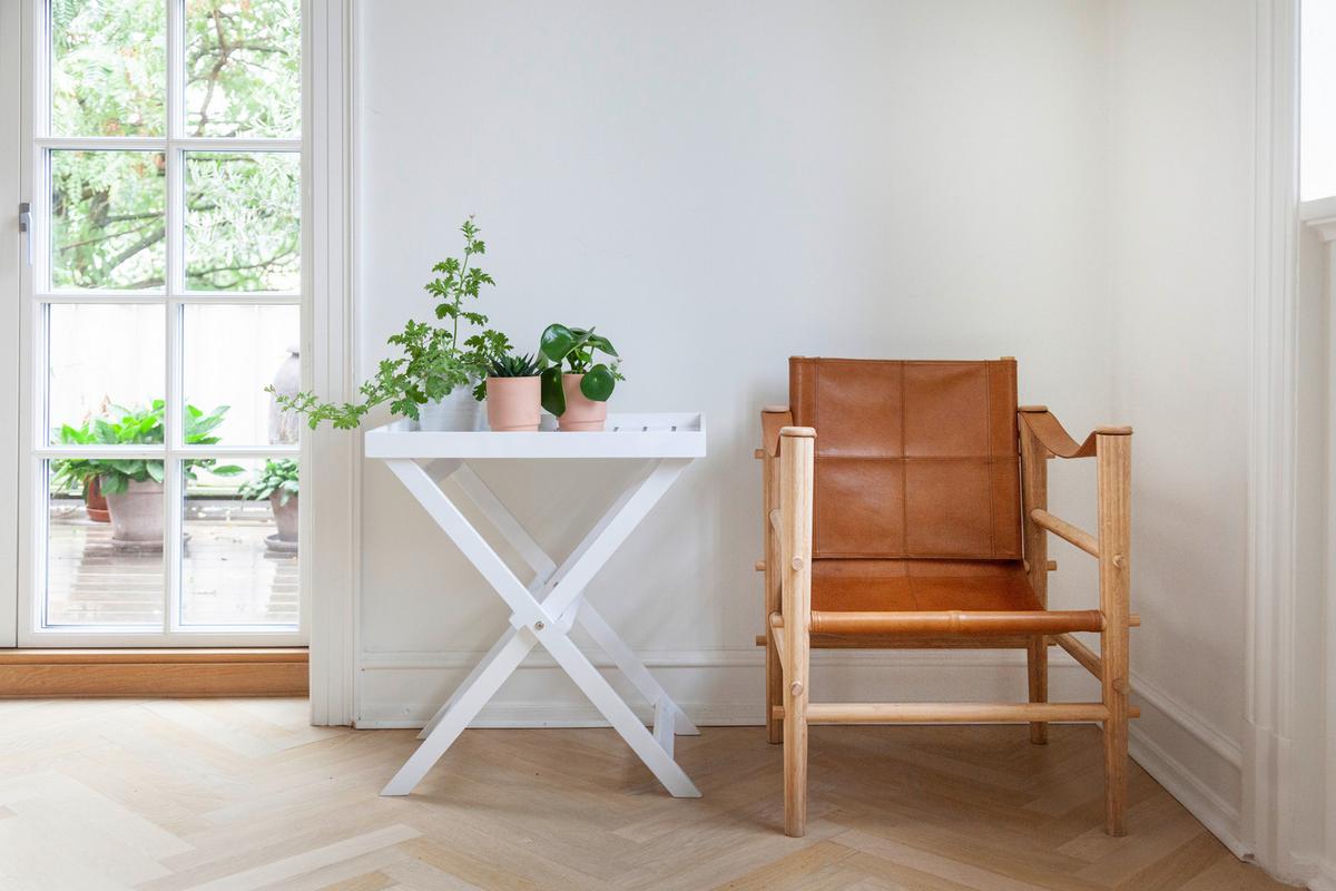 Gartentisch Klappbar Tray Table Mahagoniholz L 60cm - Weiß Hochglanz, KONVENTIONELL, Holz (60/40/65cm) - MID.YOU