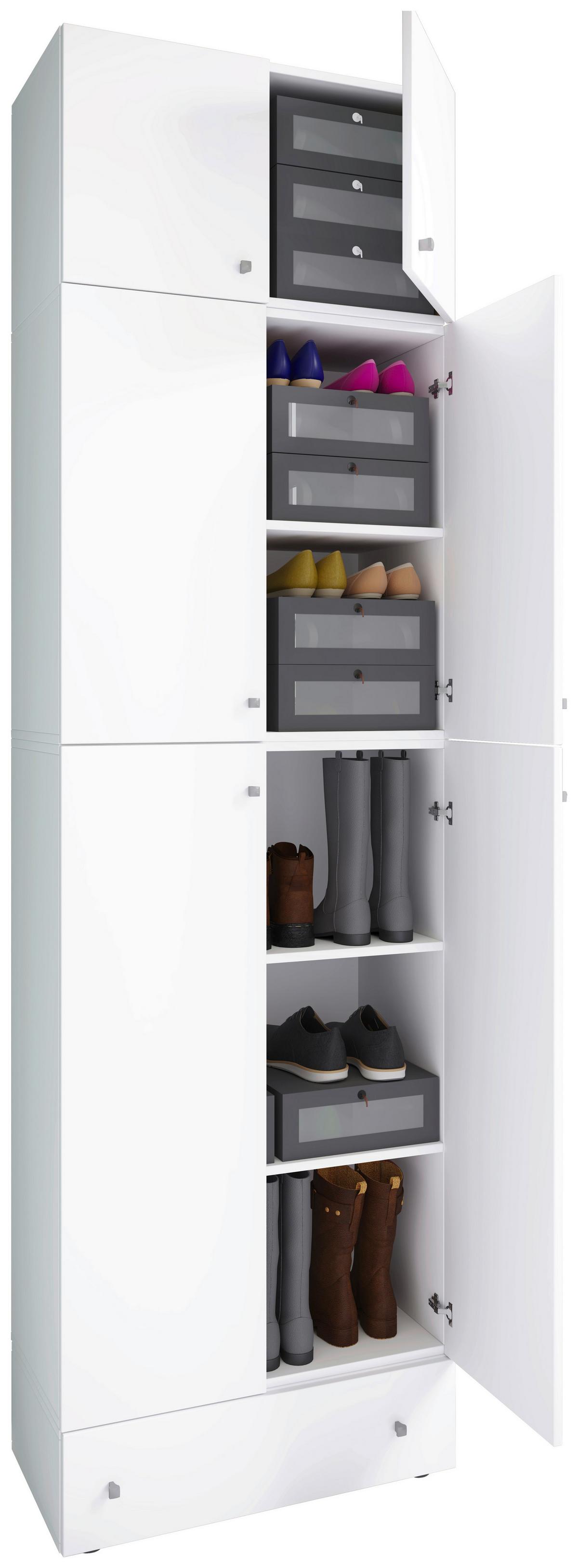 Skrinka na topánky Lona XXL, so zásuvkou a nadstavcom - sivá/biela, Modern, kompozitné drevo/plast (70/240/39cm) - MID.YOU