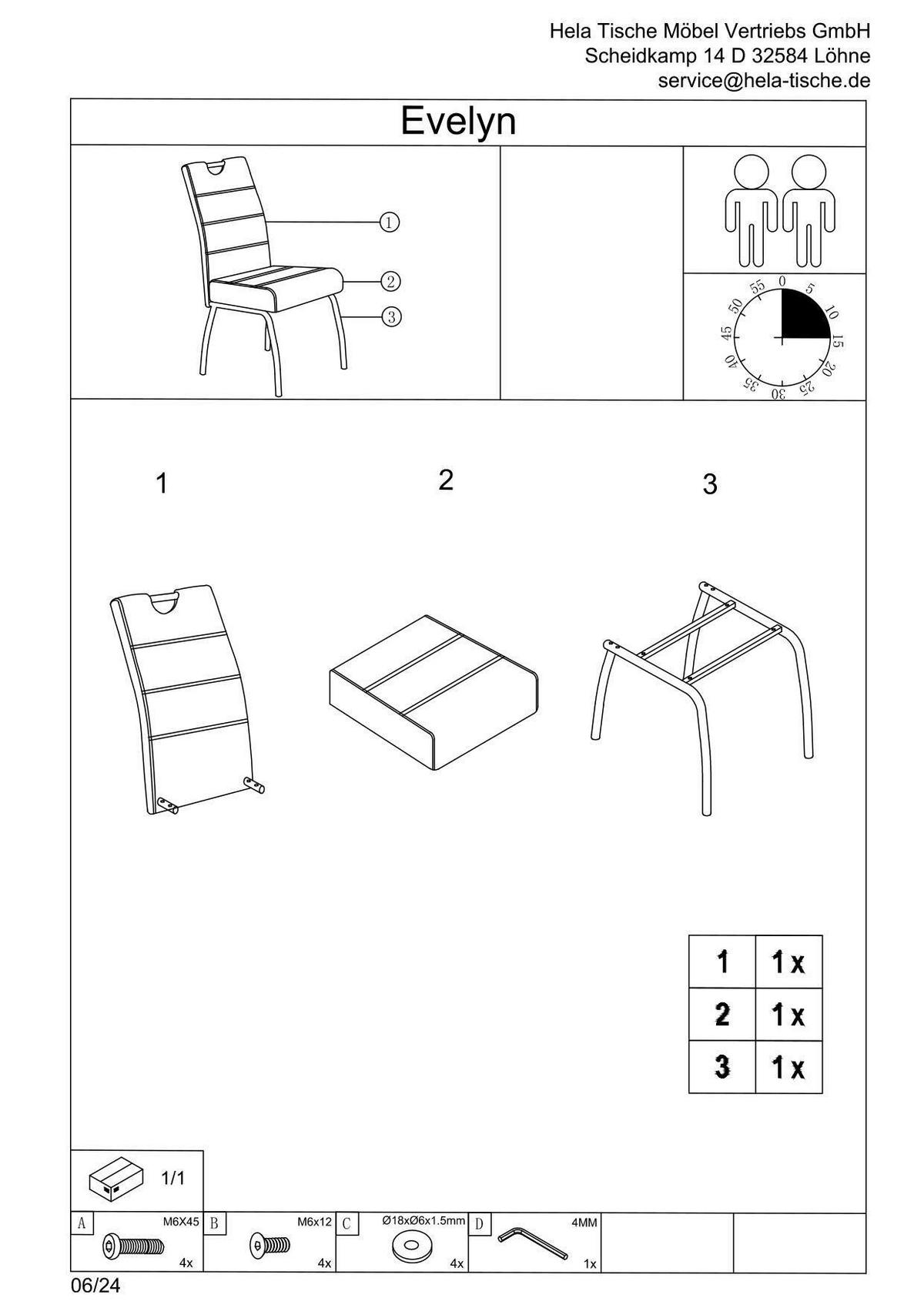 Stuhl-Set Evelyn I S 4er-Set - Anthrazit/Grau, MODERN, Textil/Metall (50/97/62cm) - MID.YOU