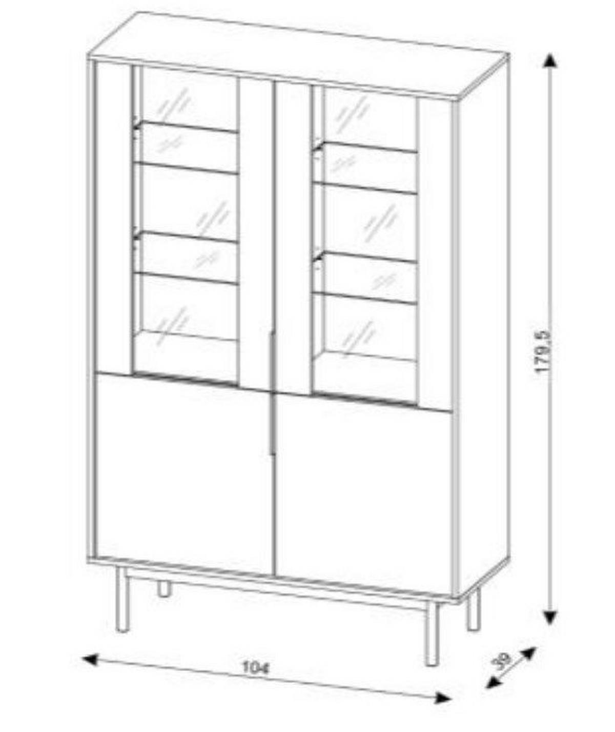 Vitrína AVIV - černá/barvy zlata, Design, kov/kompozitní dřevo (104/179,5/39cm) - MID.YOU