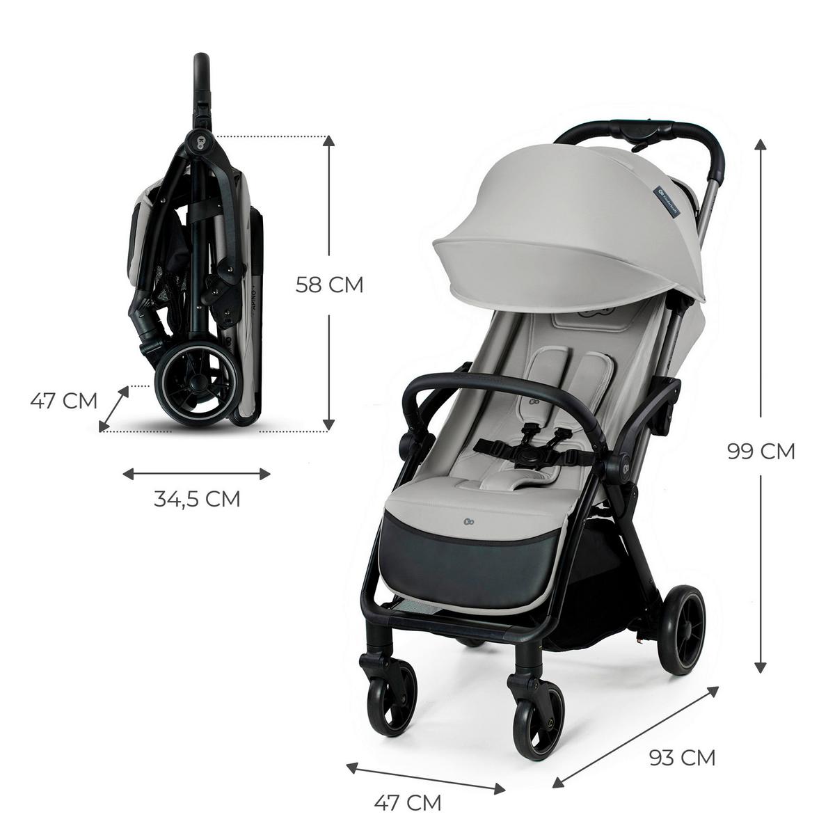 Buggy Apino Hellgrau, B/H/T: 47x99x93cm - Hellgrau/Schwarz, Basics (47/99/93cm) - Kinderkraft