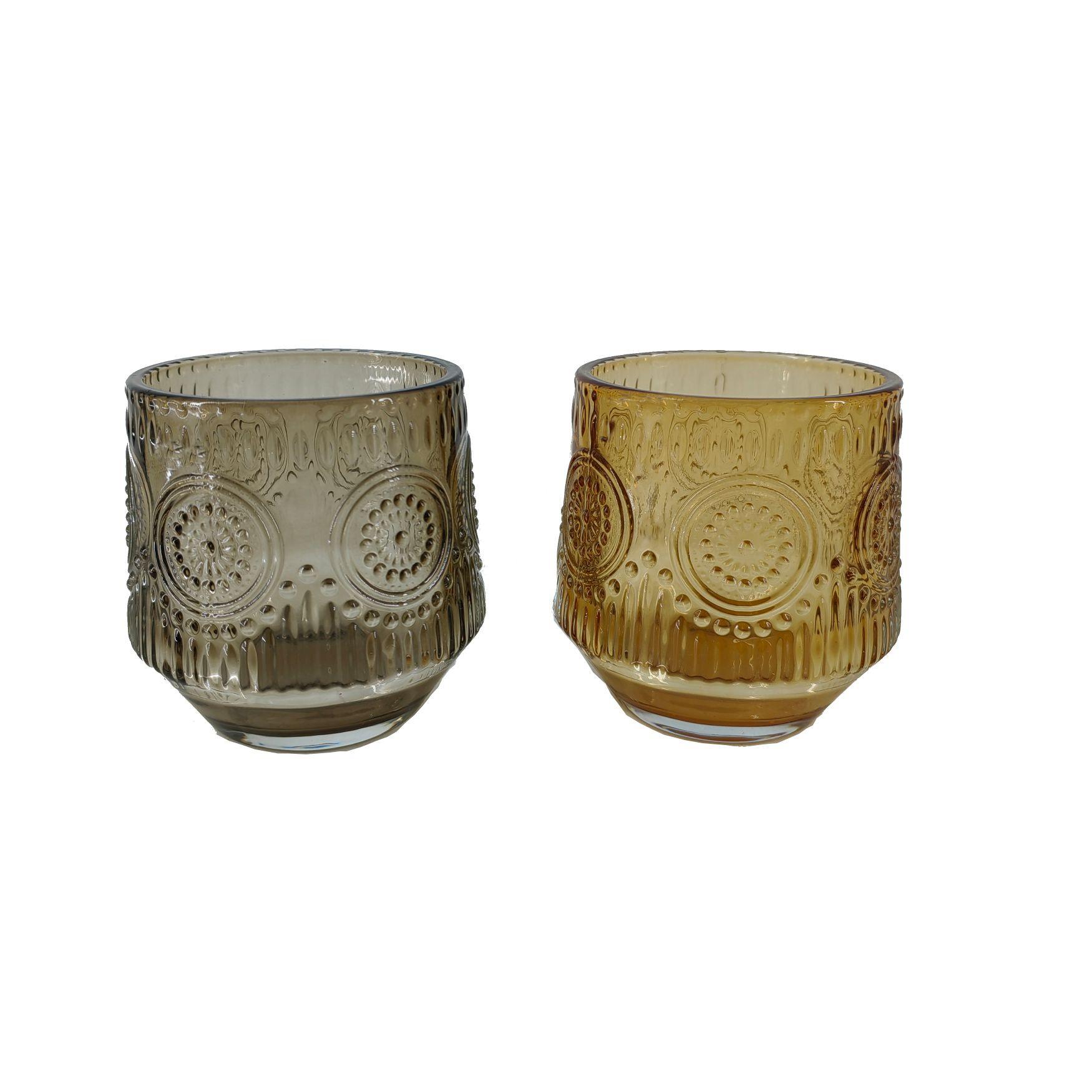 Kerzenhalter Katrin - Braun, KONVENTIONELL, Glas (7,2/8cm) - Luca Bessoni
