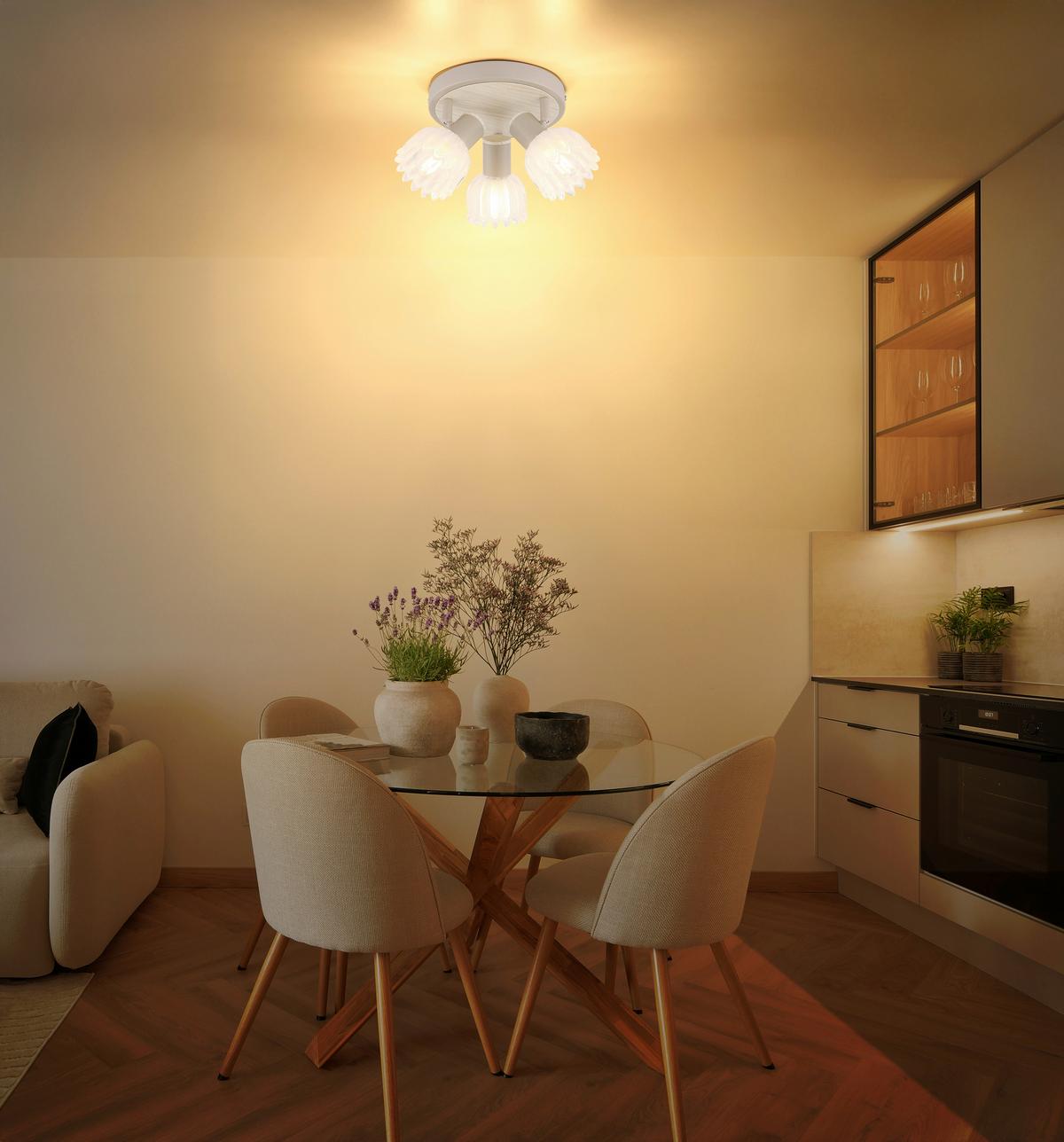 Strahler Exkl. 3xe14, 40w - Sandfarben, KONVENTIONELL, Glas/Metall (34/12,5cm) - Globo