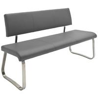 Sitzbank mit Lehne Grau Arco 175x86x59 cm - Edelstahlfarben/Grau, Design, Leder/Metall (175/86/59cm) - Livetastic