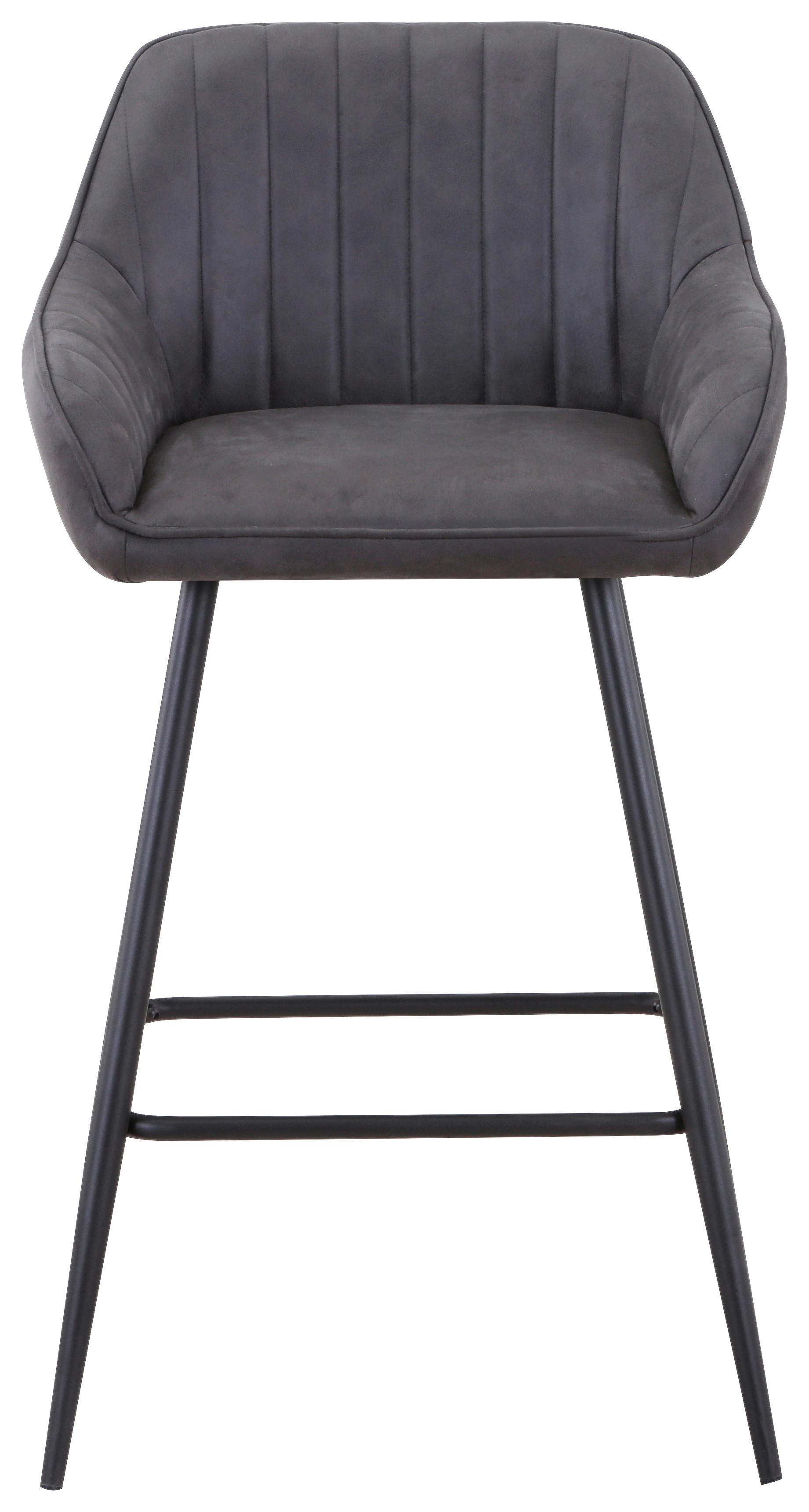 Barhocker mit Lehne Rom Grau/Schwarz - Dunkelgrau/Schwarz, MODERN, Holz/Textil (51/96/52cm)