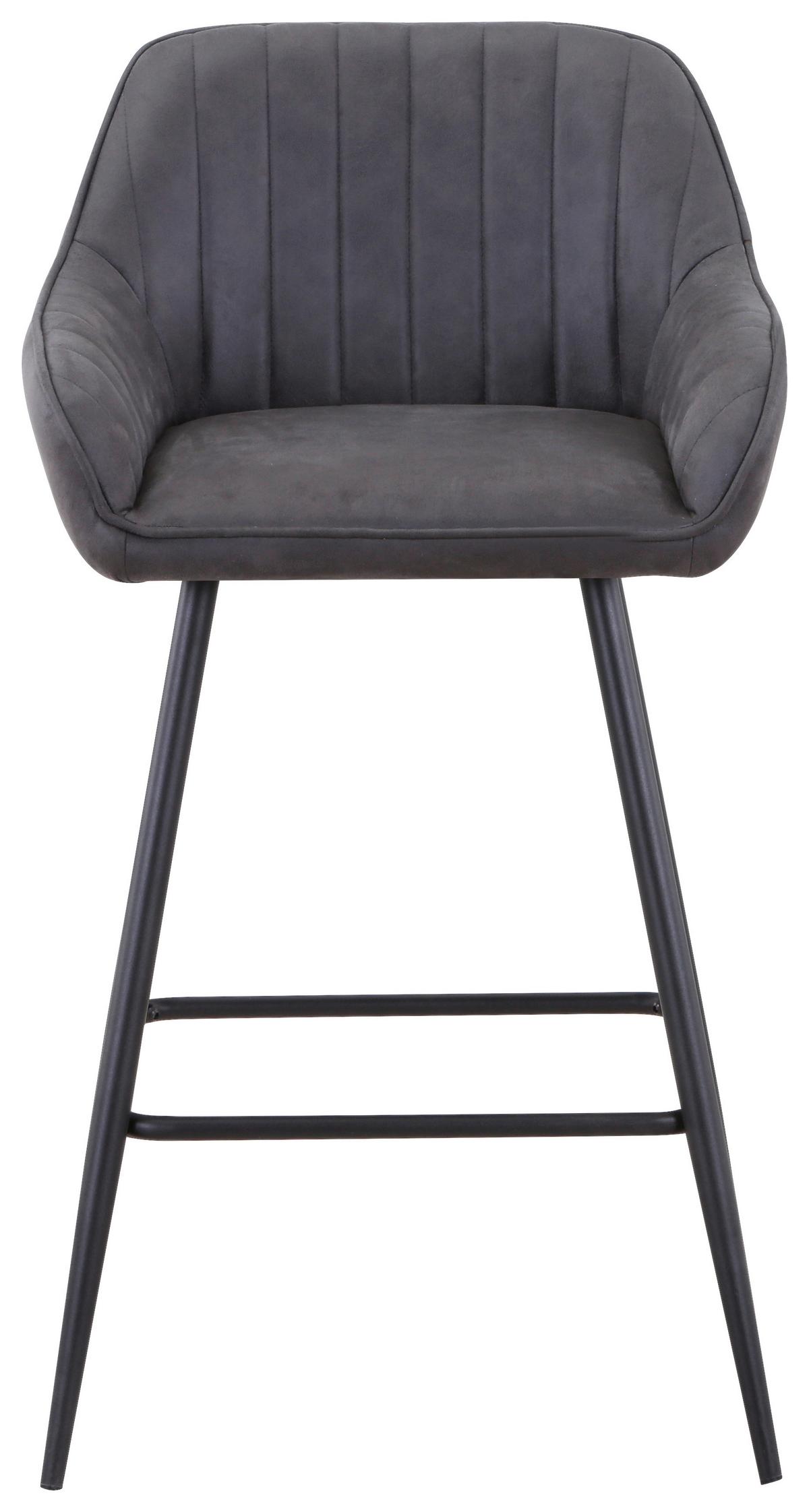 Barhocker mit Lehne Rom Grau/Schwarz - Dunkelgrau/Schwarz, MODERN, Holz/Textil (51/96/52cm)