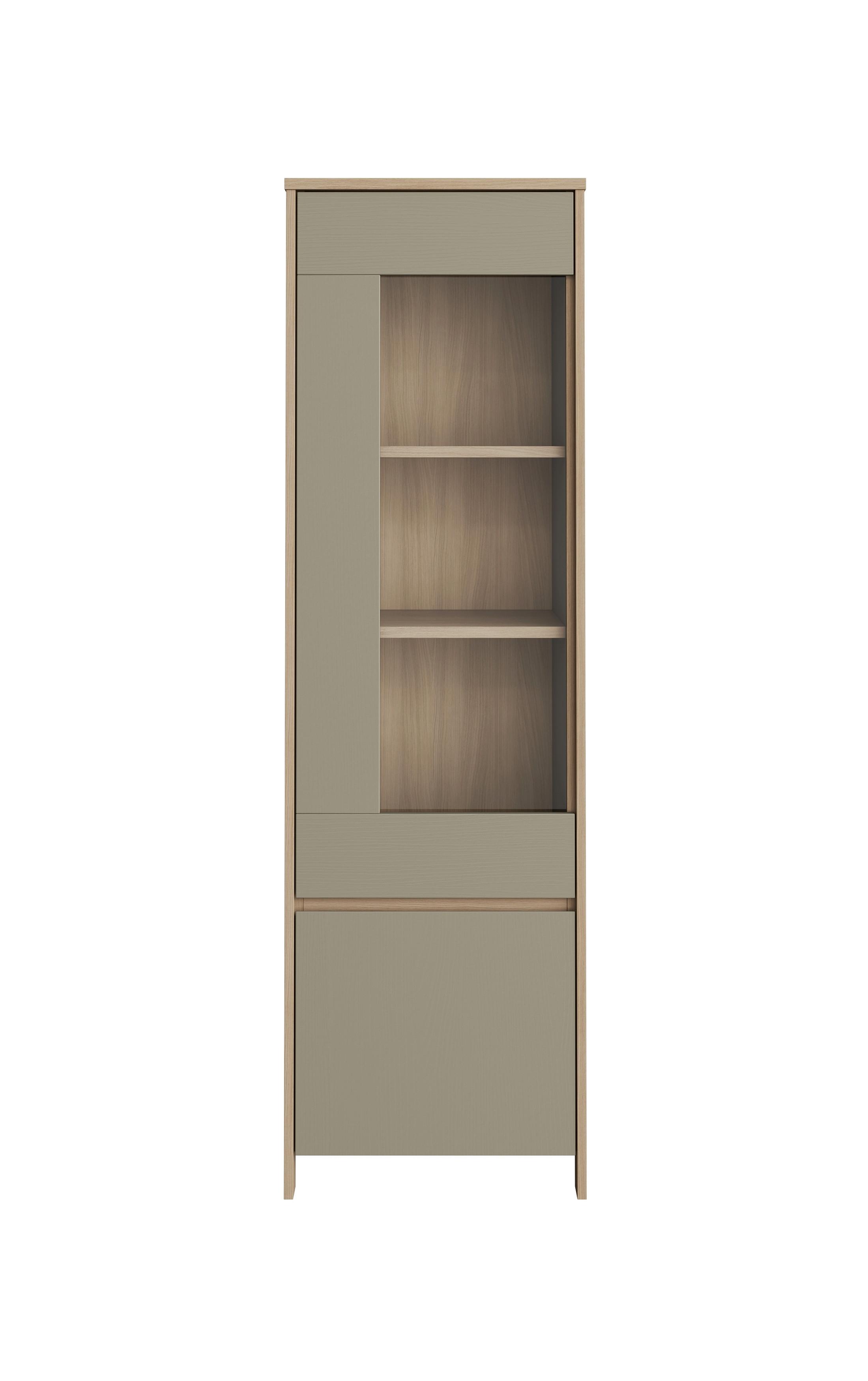 Vitrine Stranda Eukalyptus/Holzfarben B: 58cm - Eichefarben/Eukalyptusholzfarben, Design, Holzwerkstoff (58/195/39cm) - MID.YOU