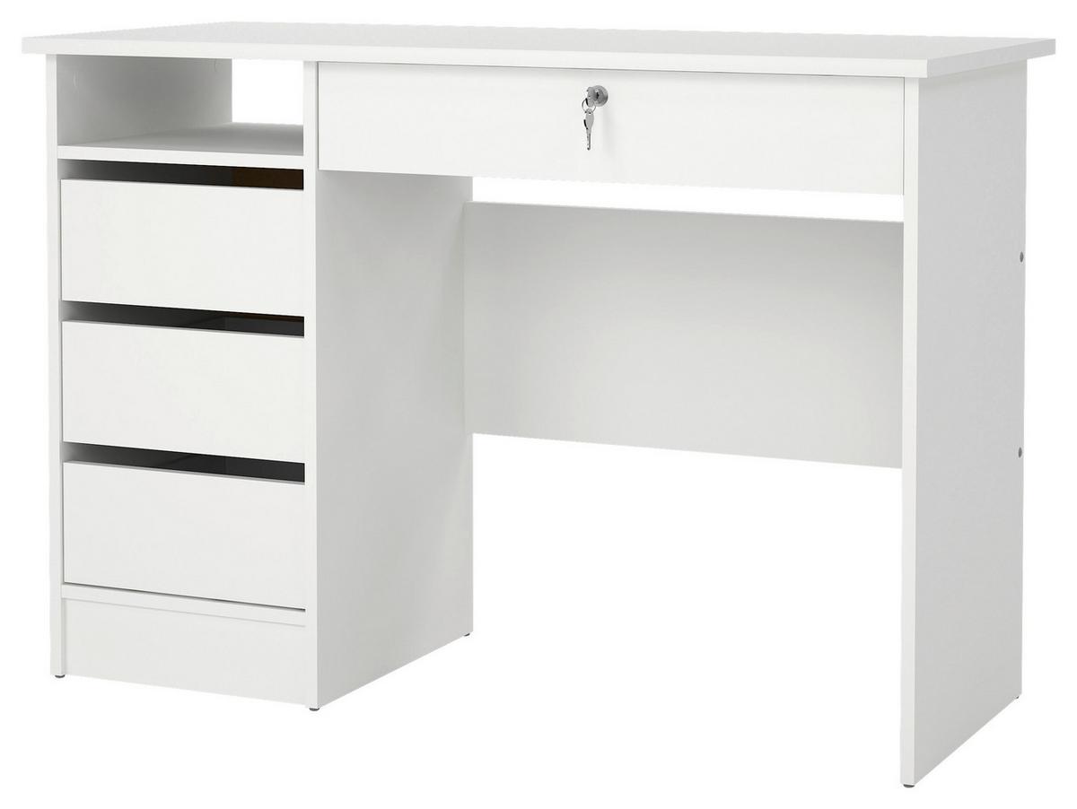 SCHREIBTISCH Function Plus,Weiß,L: 109,3 cm - Weiß, MODERN, Holzwerkstoff (109,3/48,5/75,6cm) - P & B