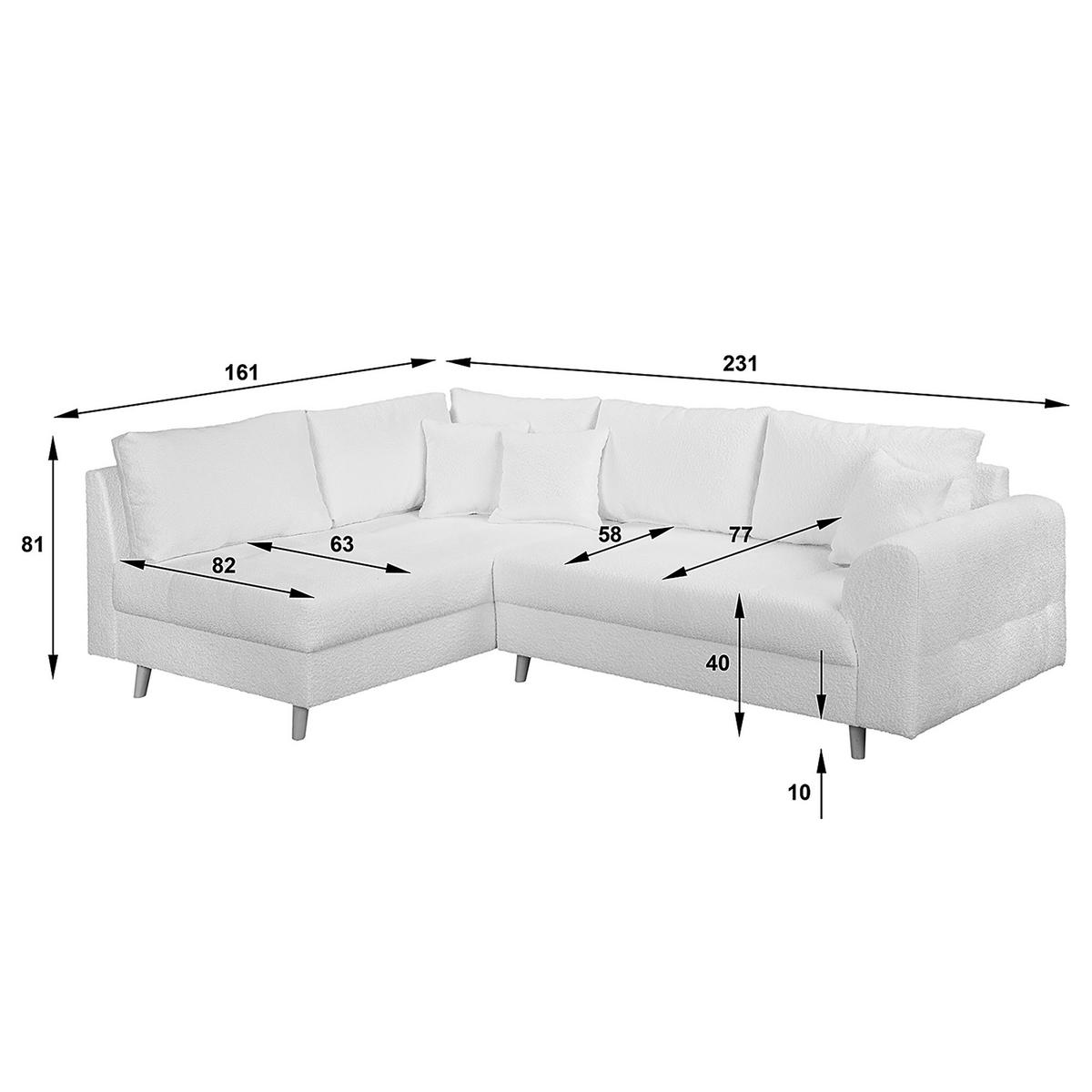 Ecksofa Ariella Weiß S: 161x231 cm - Naturfarben/Weiß, Design, Textil (161/231cm) - Livetastic