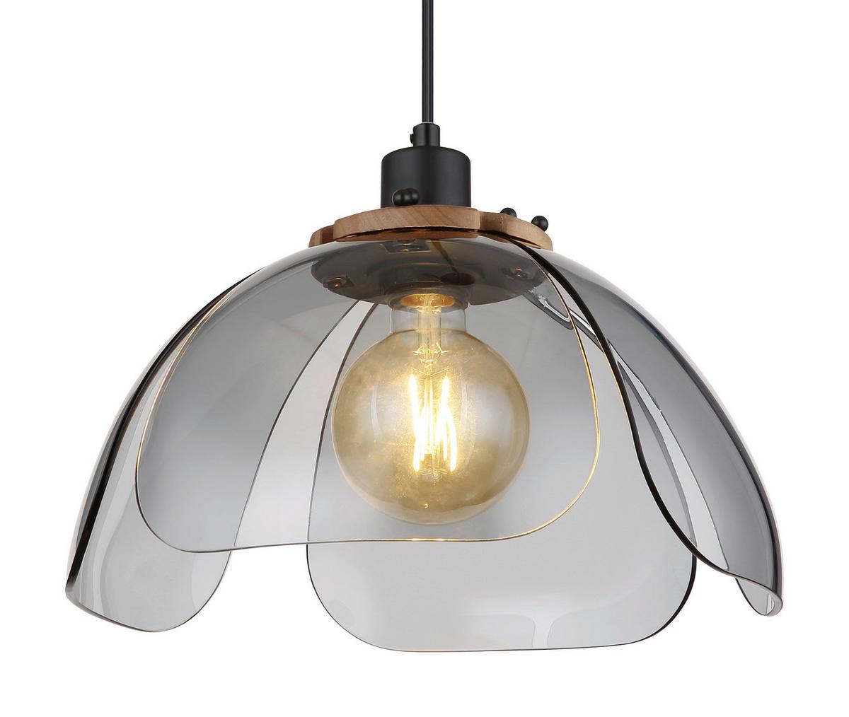 Hängeleuchte H: 120 Cm 1- Flammig Retro Look - Schwarz, Basics, Glas/Metall (34/120cm) - Globo