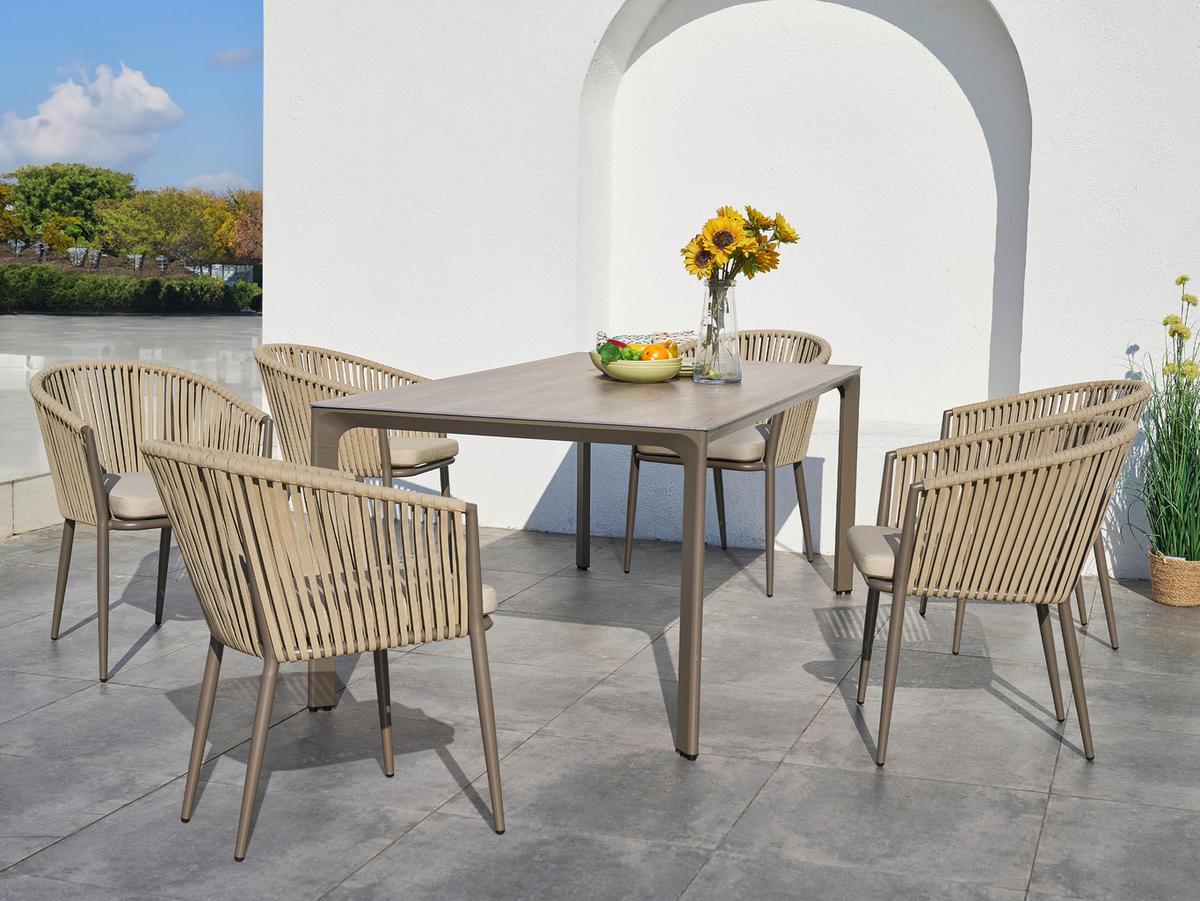 Gartenset Resi - Eiche grau/Braun, Basics, Metall (200/100/76cm) - Ambia Garden
