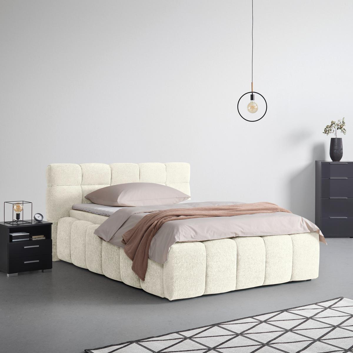 Čalúnená posteľ MONTE 120x200, béžová - čierna/béžová, Konventionell, textil/plast (120/200cm) - Based