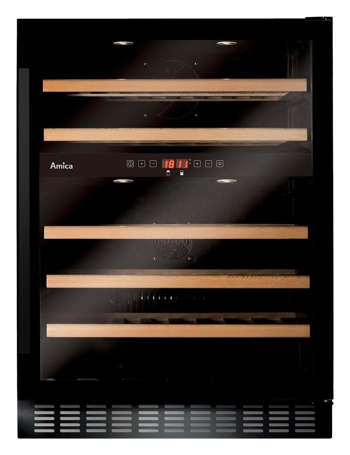 Weinkühlschrank Wk 341 110-2 S - Schwarz, Design, Glas (59,5/82/61,5cm) - Amica