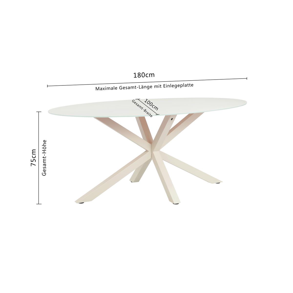 Esstisch Vanda Kaschmir L: 180 cm - Kaschmir, MODERN, Glas/Metall (180/100/75cm) - P & B