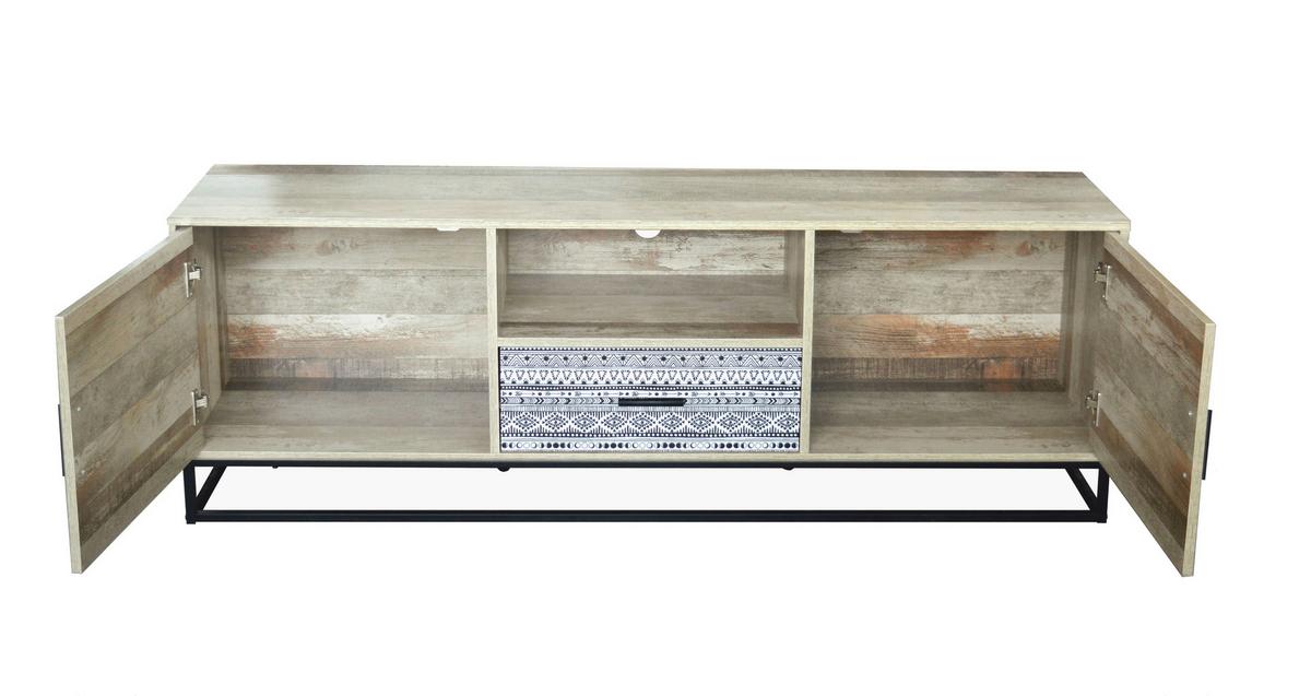 Lowboard Graubraun, Naturfarben B: 160cm - Graubraun/Schwarz, Design, Holzwerkstoff (160/55/38cm) - Livetastic