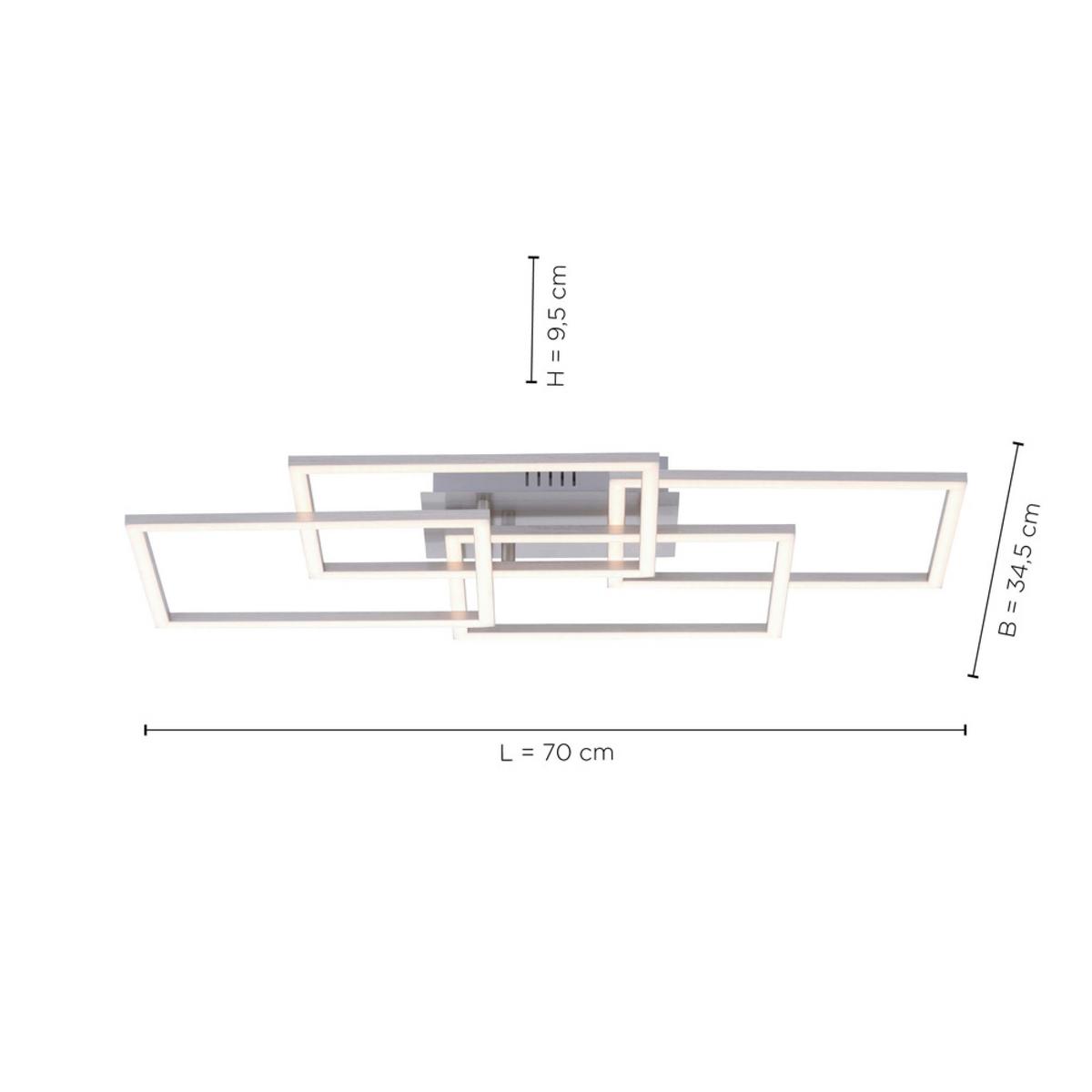LED-Deckenleuchte Iven L: 70 cm dimmbar mit Memory-Funktion - Alufarben, Design, Kunststoff/Metall (70/34,5/9,5cm)