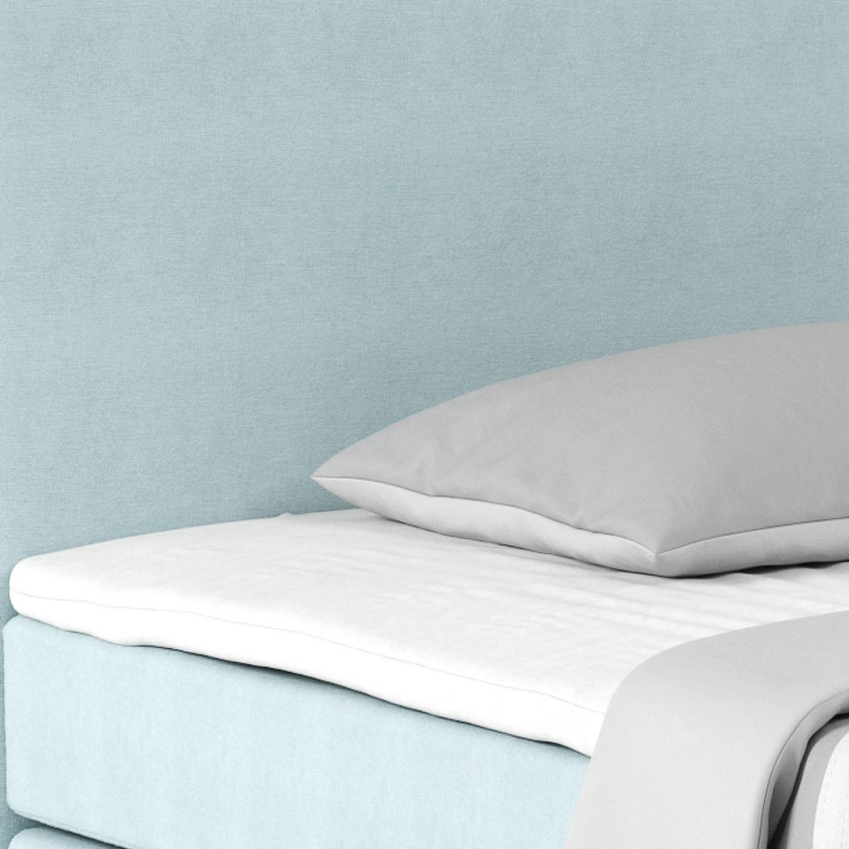 Posteľ Boxspring NERO 140x200 cm, svetlomodrá - svetlomodrá/mätovozelená, Konventionell, kov/textil (140/200cm)