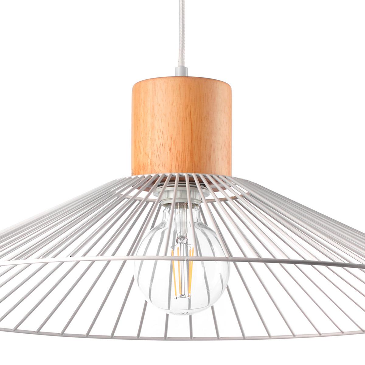 Pendelleuchte Hellbraun Weiß Hg L: 60 cm - Hellbraun/Weiß Hochglanz, Basics, Holz/Metall (60/60/160cm)