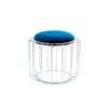 Beistelltisch/pouf 2 In 1 Comfortable Silber/dunkelblau - Silberfarben/Dunkelblau, Basics, Glas/Holzwerkstoff (50/50/45cm) - Kayoom