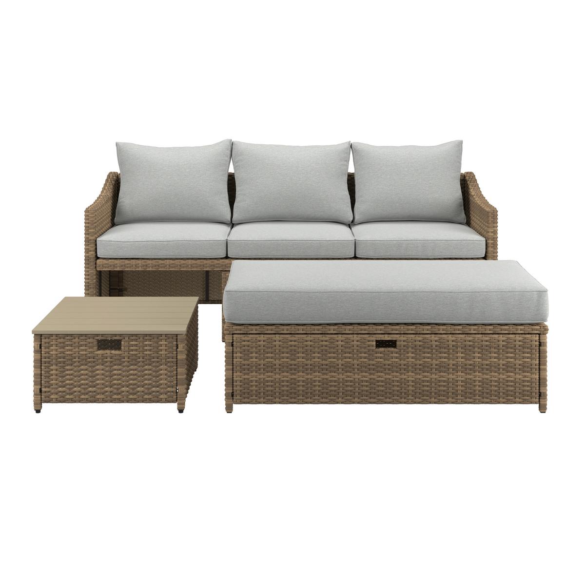 Loungegarnitur Bellagio - Gelb/Grau, MODERN, Kunststoff/Textil (178/67,5/67,5cm) - Beldano