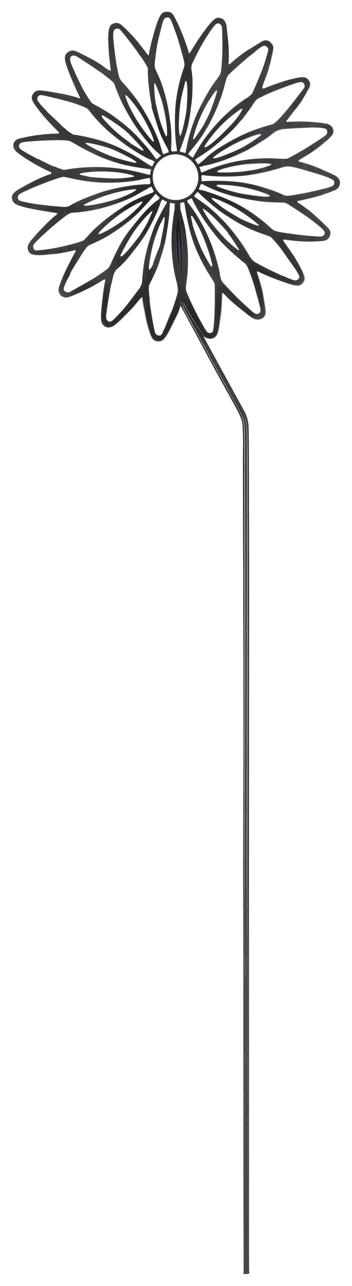 Gartenstecker Sunke Blume Schwarz H: 78 Cm - Schwarz, KONVENTIONELL, Metall (20/78cm) - Luca Bessoni