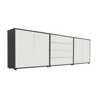 Sideboard Mailand5b:237cm Weiß/Anthrazit - Anthrazit/Schwarz, MODERN, Holzwerkstoff (237/73/33cm) - MID.YOU
