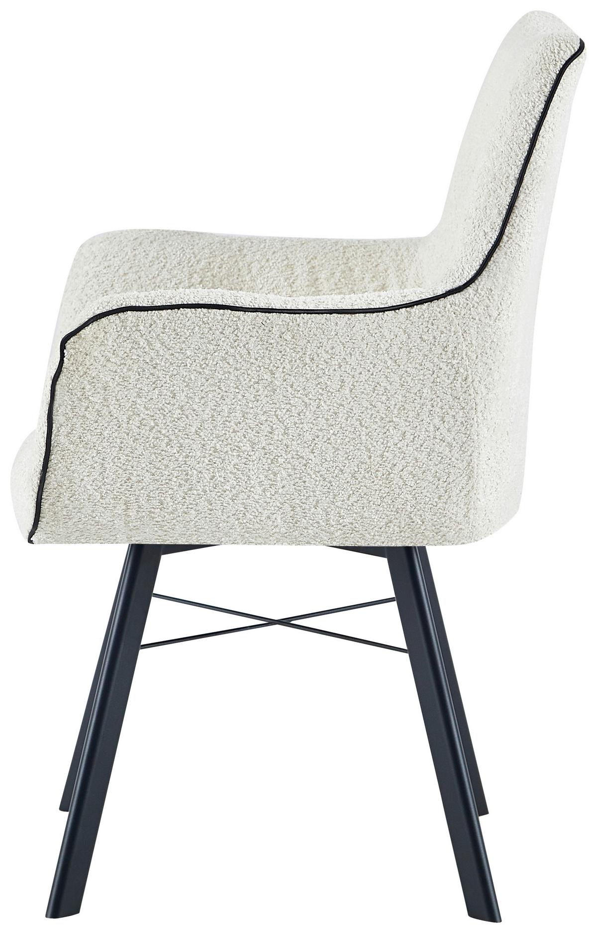 Armlehnstuhl Allie 125 Creme - Creme, Design, Textil/Metall (64/91/61cm) - Kayoom