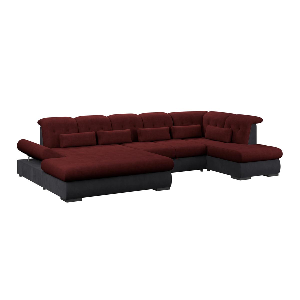 Wohnlandschaft Madera Rubinrot S: 358x212 cm - Anthrazit/Rot, KONVENTIONELL, Kunststoff/Textil (190/358/212cm)