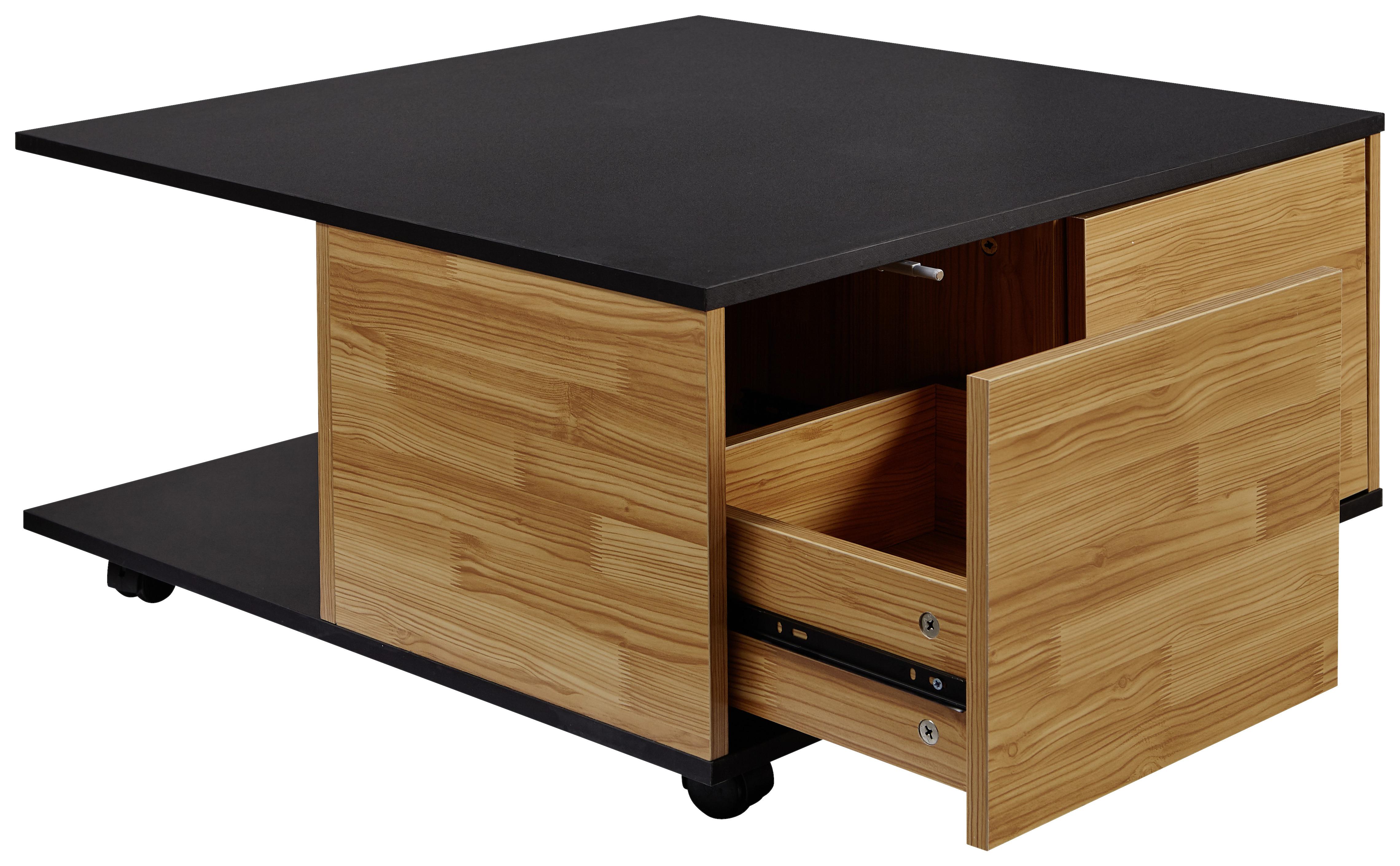 MID.YOU Couchtisch Holz Dekor Mit Laden + Anthrazit