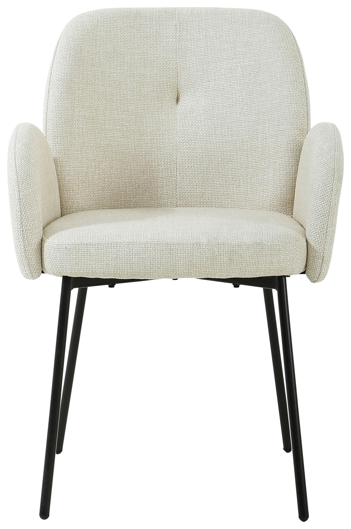 Armlehnstuhl Pauline Leinenoptik Beige, B: 62 Cm - Beige/Schwarz, KONVENTIONELL, Holz/Textil (62/85/64cm) - MID.YOU