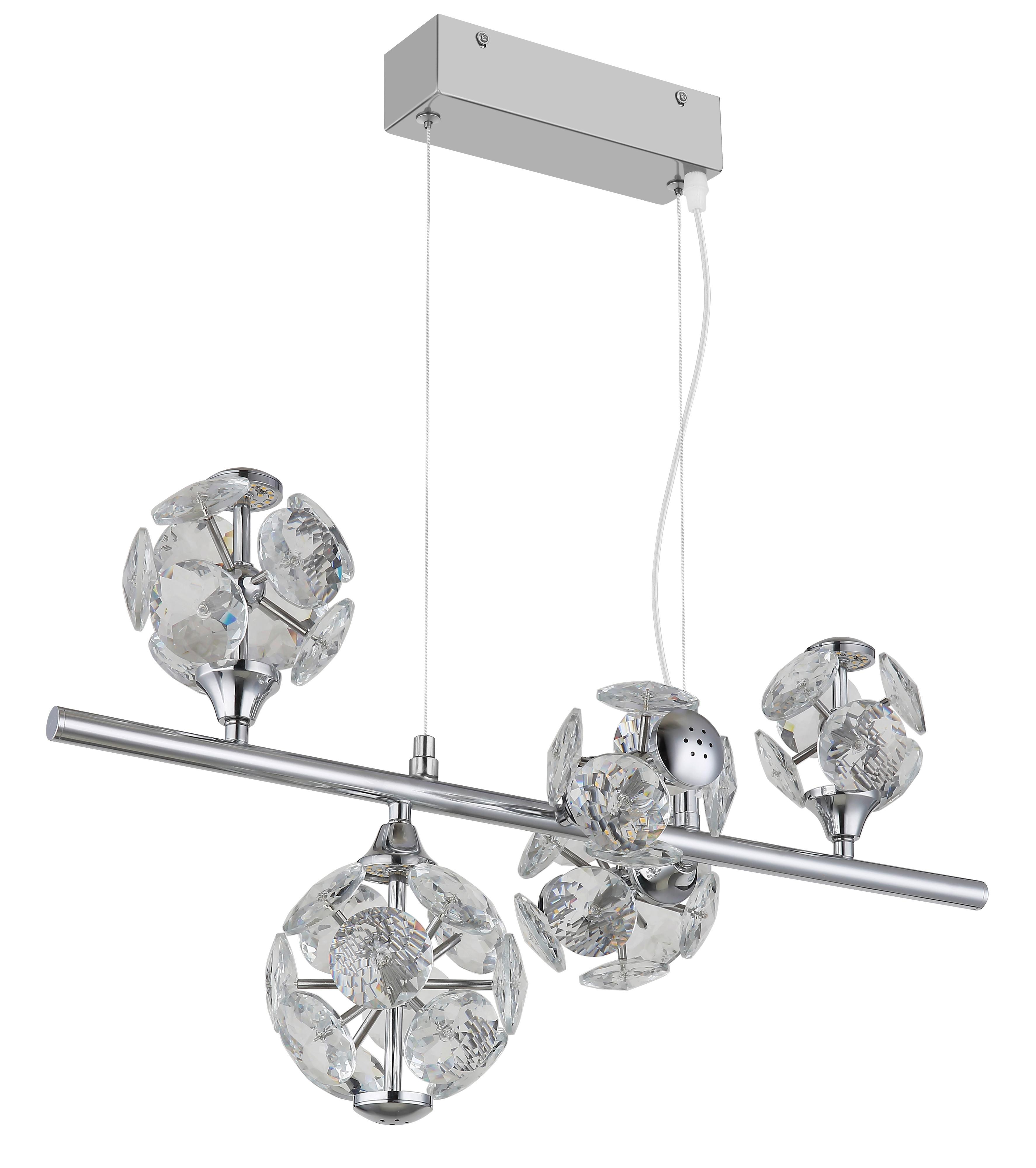 LED-Hängeleuchte Virina Klar Chromfarben L: 50 cm - Klar/Chromfarben, KONVENTIONELL, Glas/Metall (50/30/120cm) - Globo