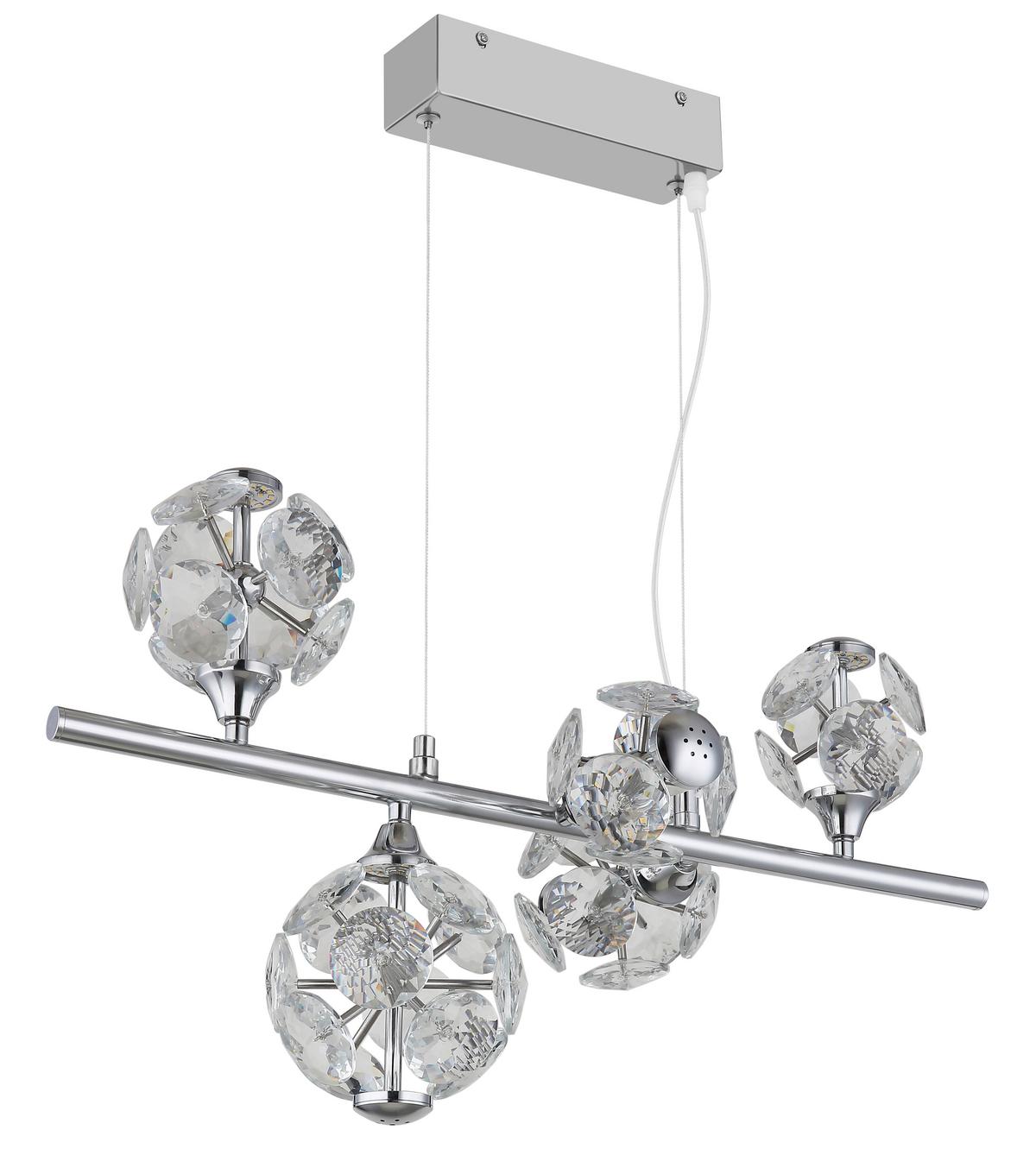 LED-Hängeleuchte Virina Klar Chromfarben L: 50 cm - Klar/Chromfarben, KONVENTIONELL, Glas/Metall (50/30/120cm) - Globo