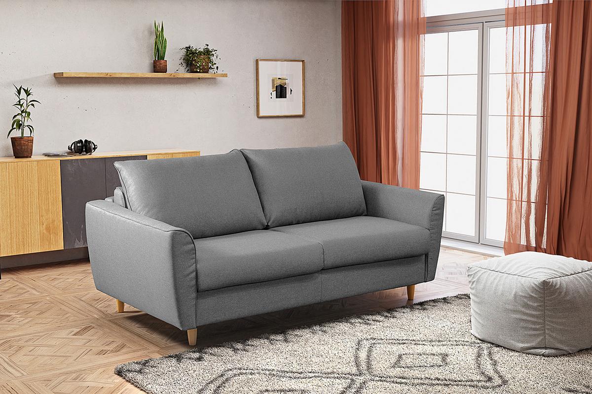 Schlafsofa Winter Dunkelgrau B: 195 cm - Dunkelgrau/Buchefarben, Design, Textil (195/90/102cm) - Livetastic