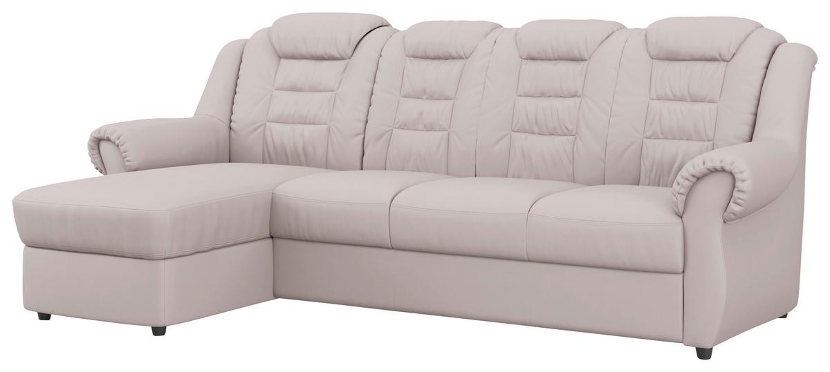 Ecksofa Boston Hellgrau Lederlook - Hellgrau/Schwarz, KONVENTIONELL, Textil (165/262cm) - Livetastic