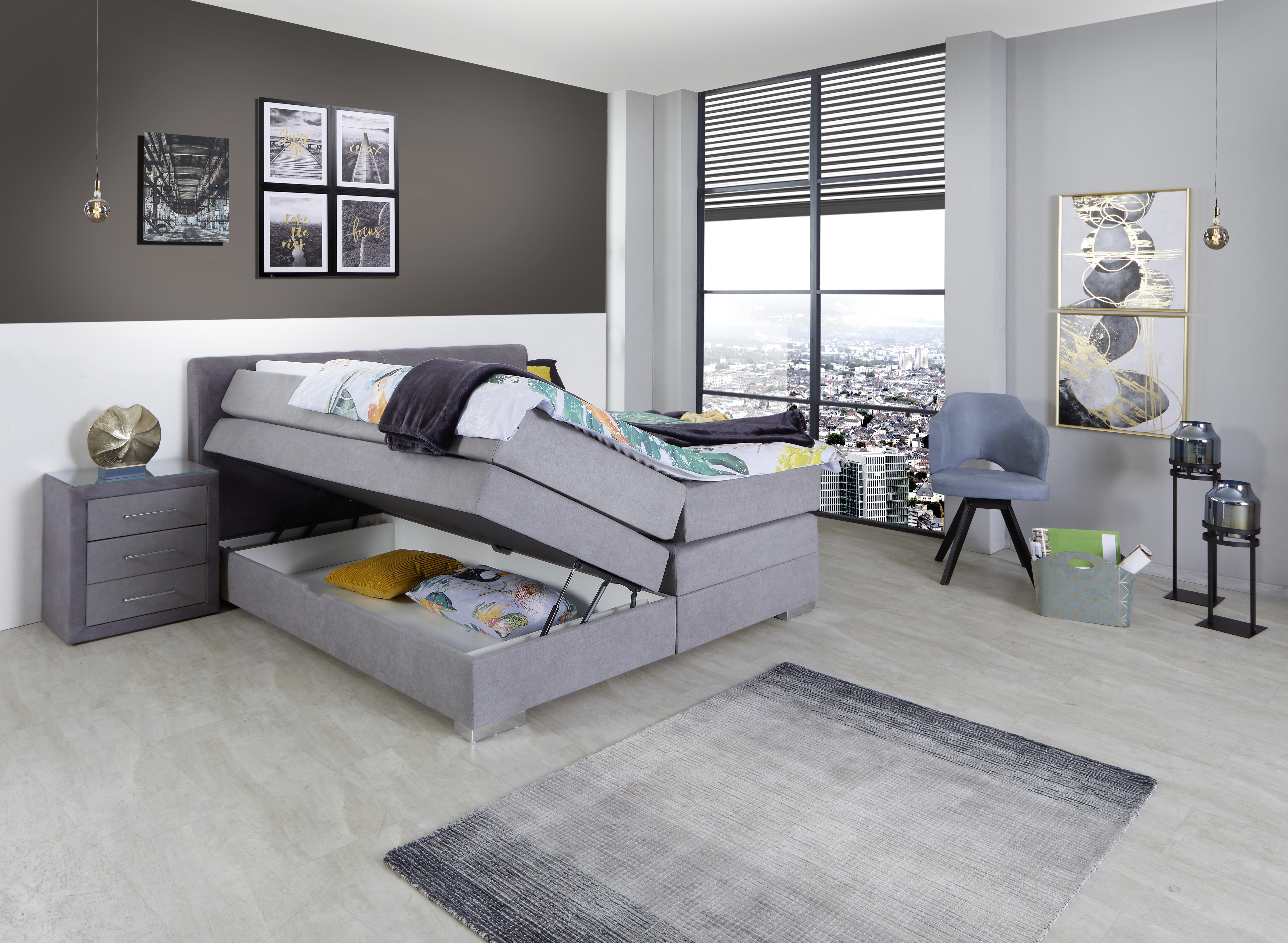 Boxspring-ágy Alexandra 180/200 Cm - Szürke, modern, Fa (180/200cm)