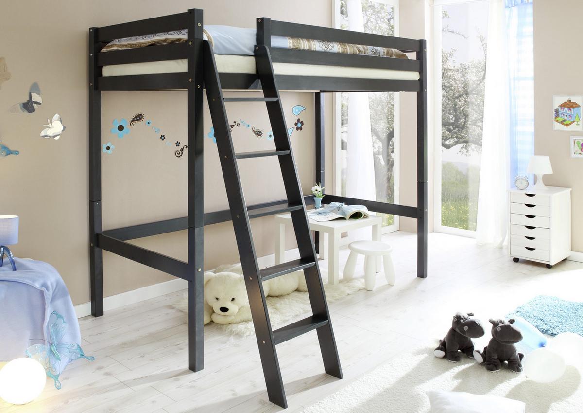 Postel z masivního dřeva MATTHIAS 90 šedá - tmavě šedá, Basics, dřevo (90/200cm) - MID.YOU