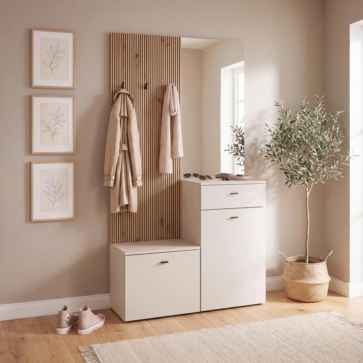 Garderobe Erika Eichefarben Kaschmir  B:100 cm - Kaschmir/Eiche Artisan, MODERN, Glas/Holzwerkstoff (100/192,1/36,6cm)
