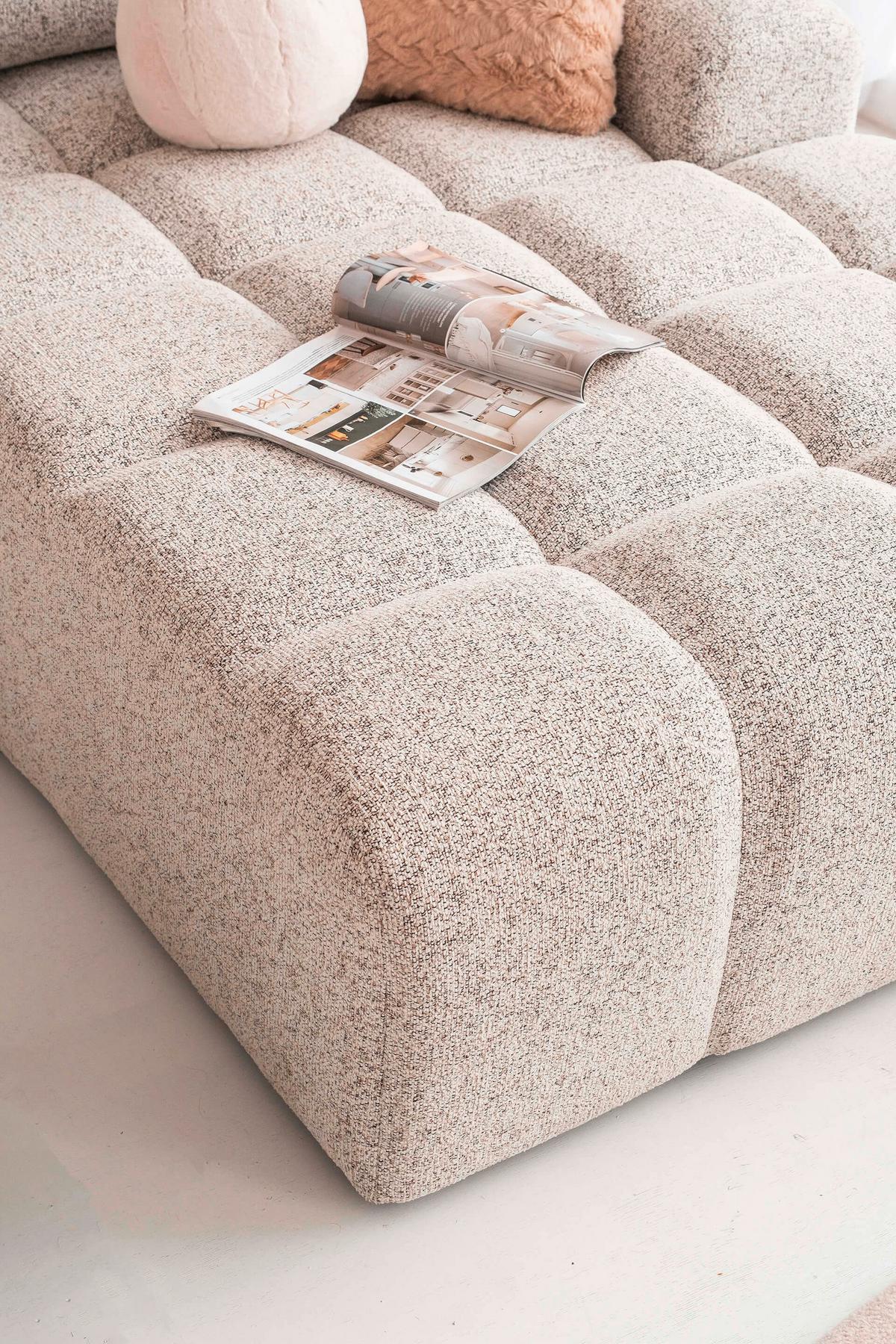 Ecksofa Lulu Taupe S: 268x184cm - Taupe/Schwarz, Design, Textil (268/184cm) - MID.YOU