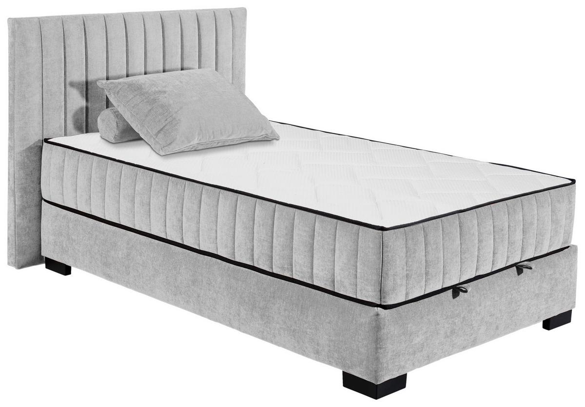 Boxbett Mit Bettkasten 120x200 Nagol - Hellgrau/Schwarz, MODERN, Holzwerkstoff/Textil (120/200cm) - MID.YOU