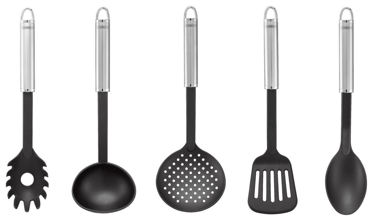 Servierlöffel Giovanni L: 31,5 cm mit Aufhängeöse - Edelstahlfarben/Schwarz, Basics, Kunststoff/Metall (6,5/31,5cm) - Leifheit