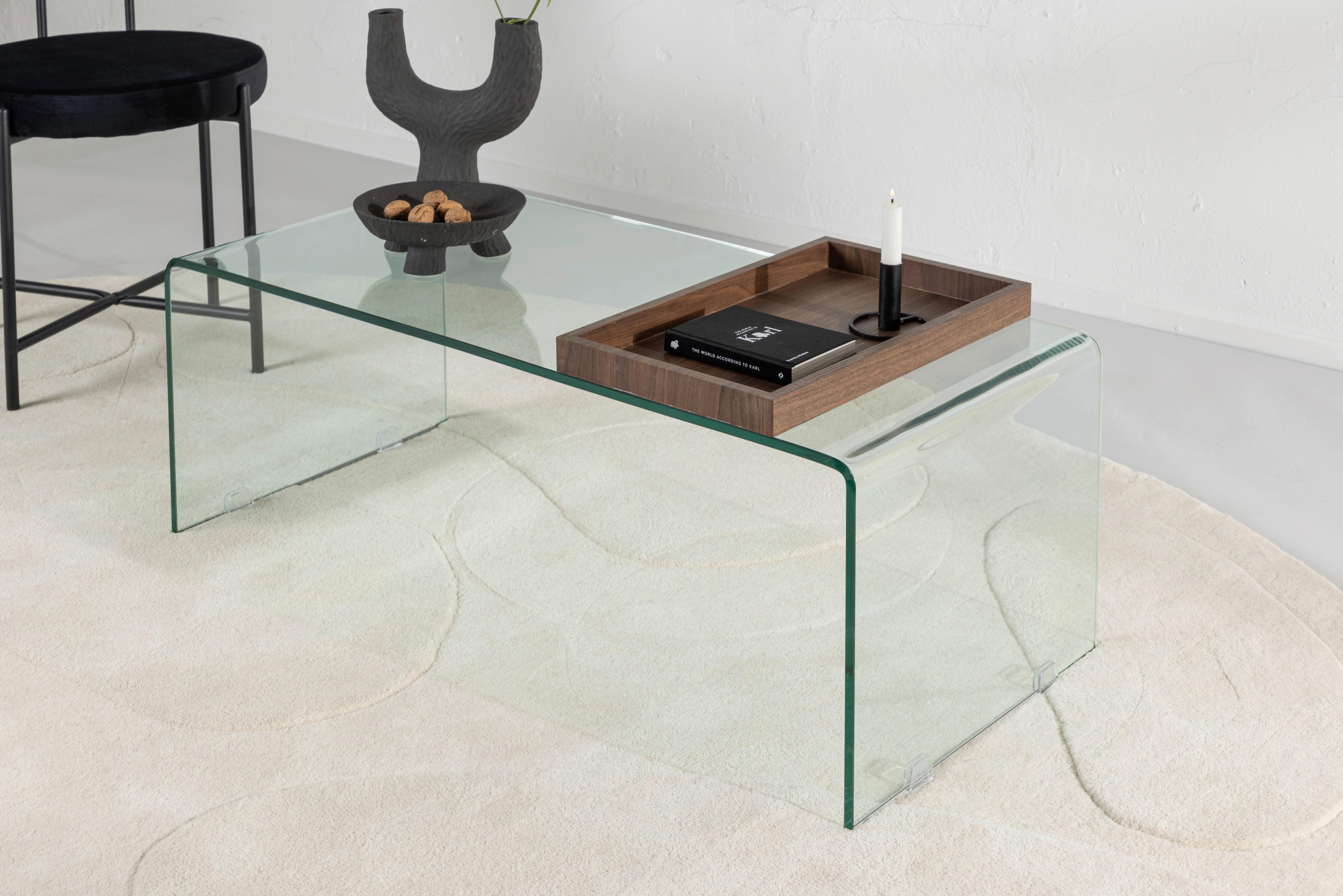 Couchtisch Telemark - Klar/Braun, Design, Glas (110/50/38cm) - Livetastic