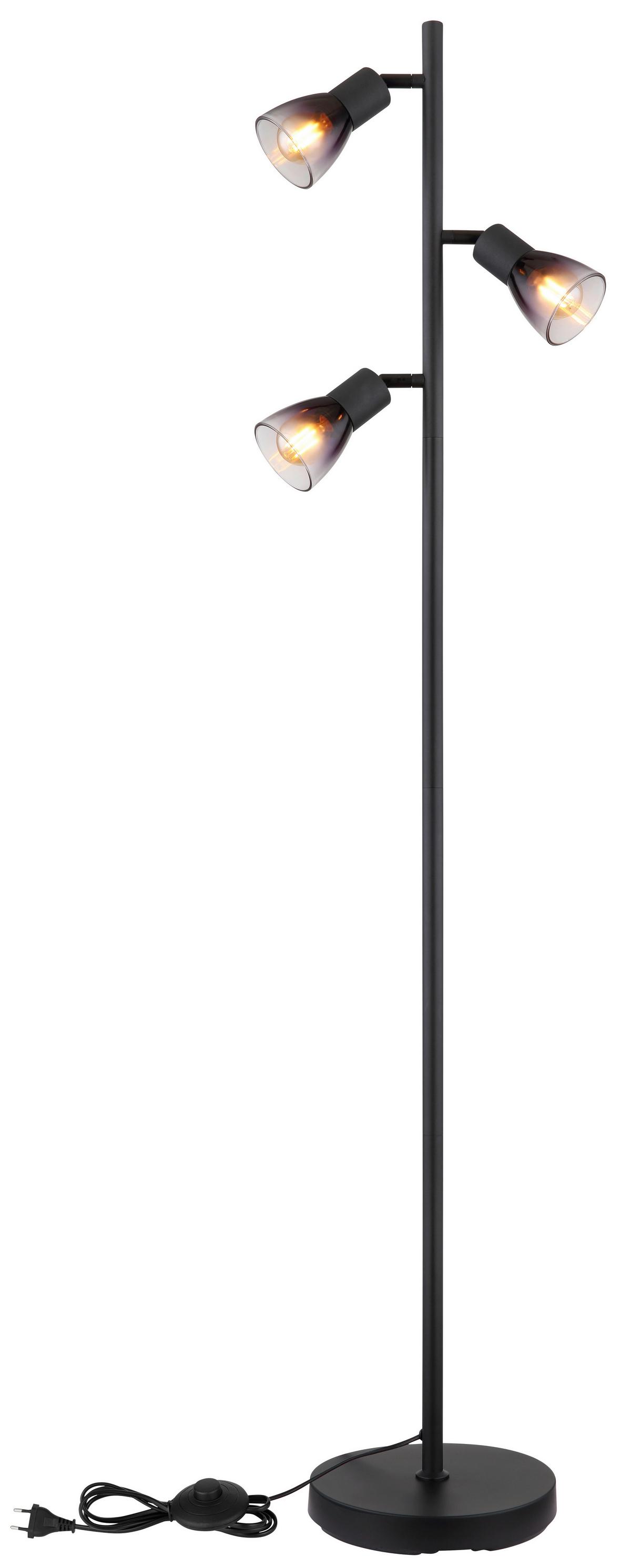 Stehleuchte Exkl. 3xe14, 25w - Klar/Schwarz, Design, Glas/Metall (30/22/161cm) - Globo