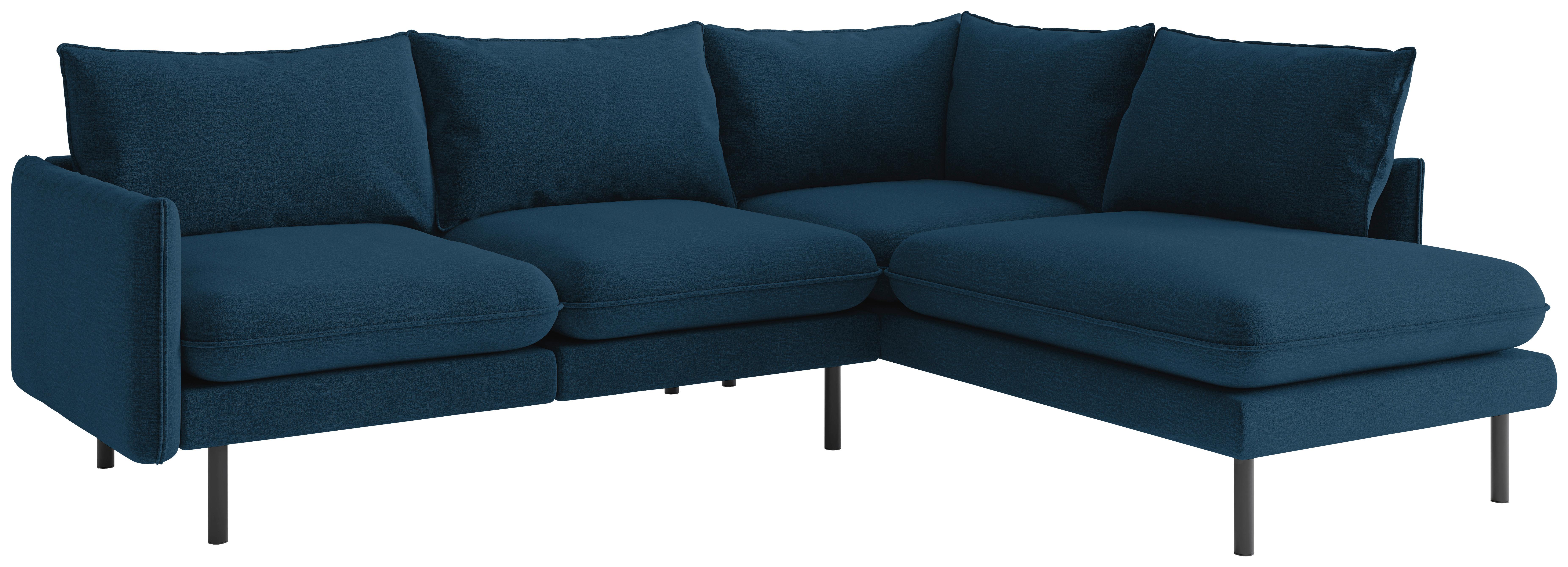Ecksofa Samos Blau S: 267x204 Cm - Blau/Schwarz, Design, Textil (267/204cm) - Livetastic