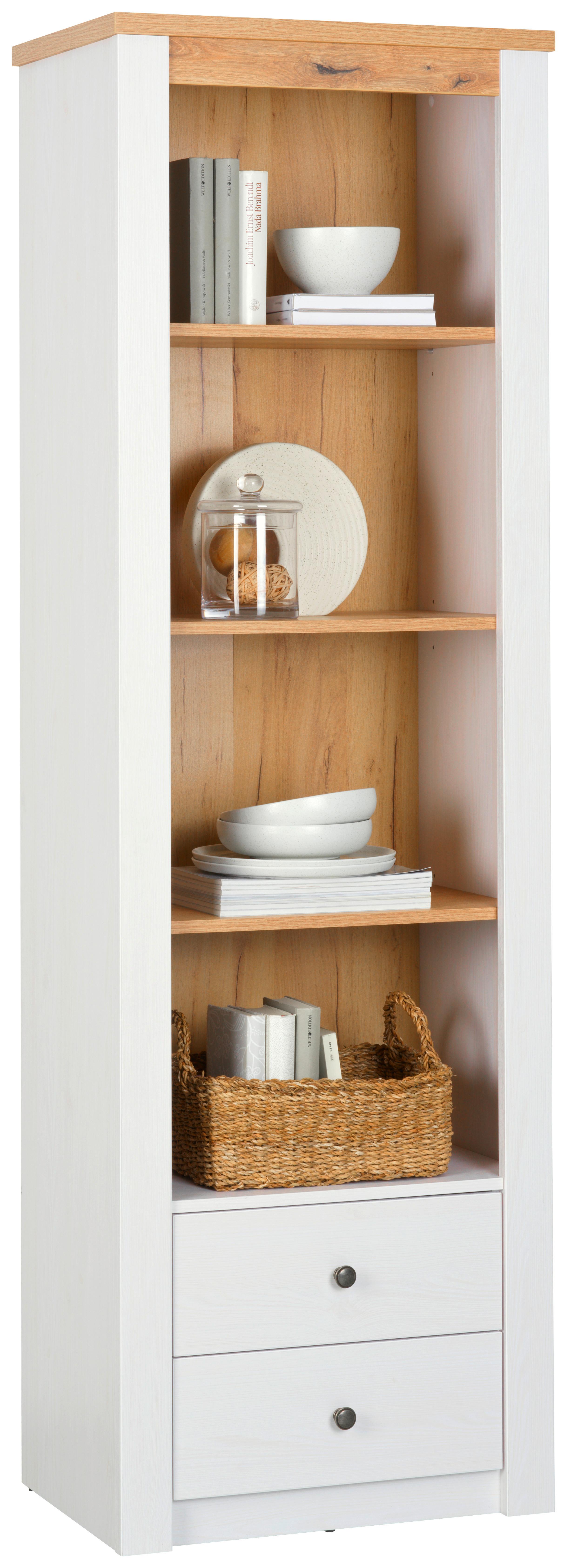 Bücherwand Rovigio Weiß, Lärche Dekor B: 62 cm - Lärchefarben/Weiß, KONVENTIONELL, Holzwerkstoff (62/196,5/42cm) - Landscape