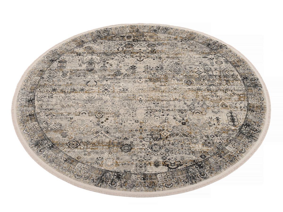 Webteppich Grau/Goldfarben Toulon Rund Ø 240 cm - Goldfarben/Grau, LIFESTYLE, Textil (240cm) - Dieter Knoll