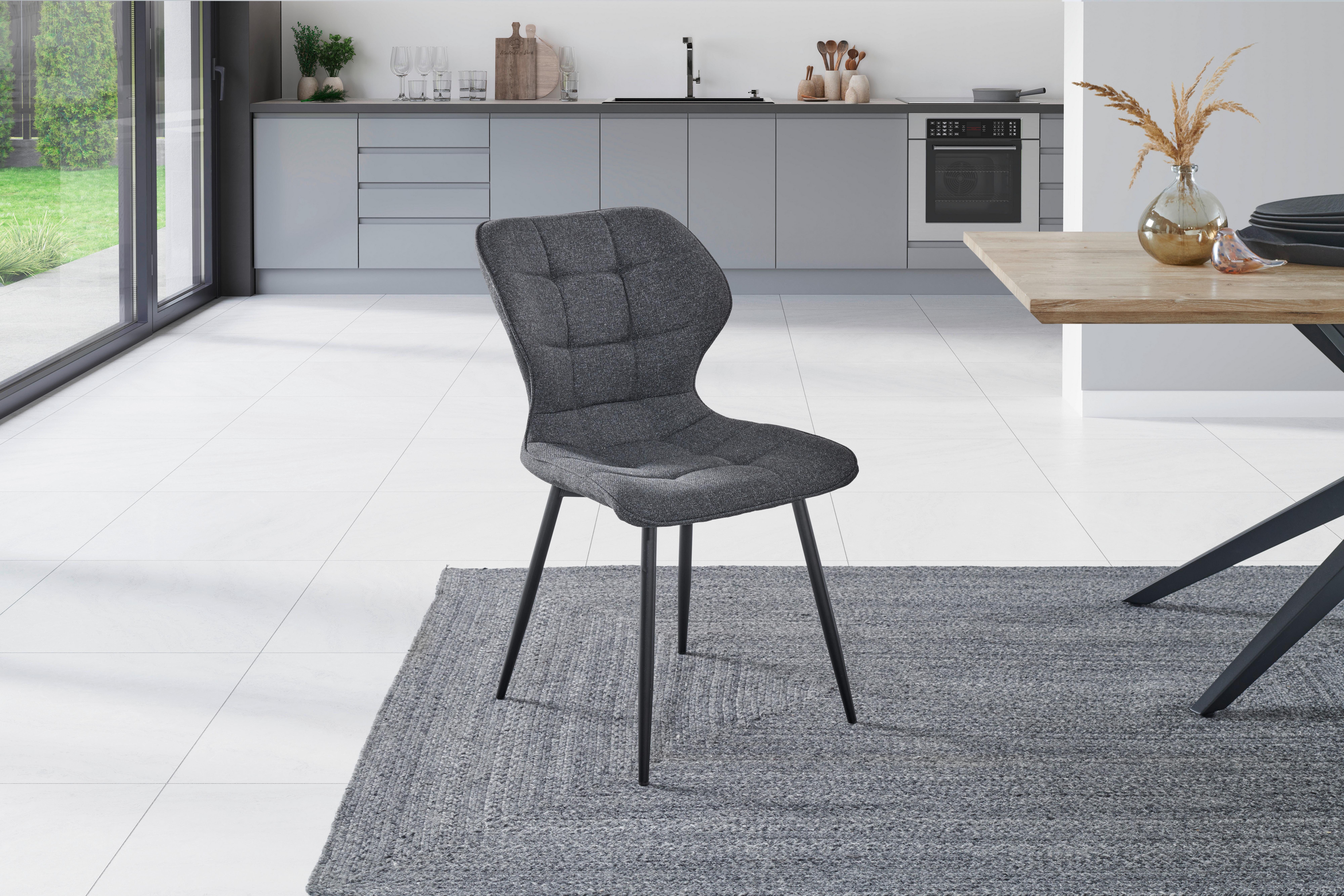 Stuhl Leana - Dunkelgrau/Schwarz, LIFESTYLE, Holz/Textil (47/82/59cm) - Livetastic